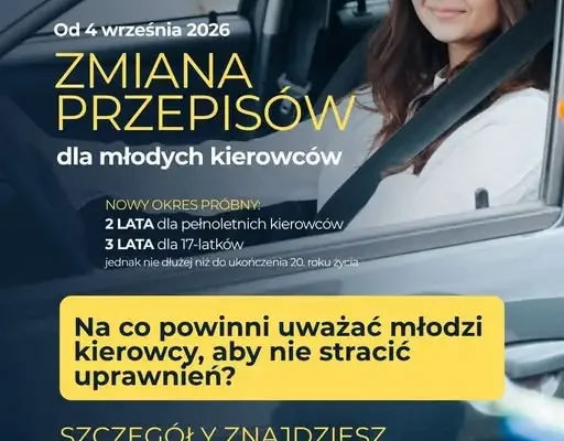 Nowe przepisy dla młodych kierowców – okres próbny od 4 września
