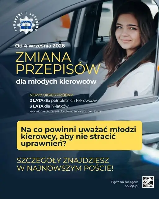 Nowe przepisy dla młodych kierowców – okres próbny od 4 września